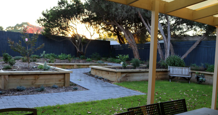 Outdoor garden area. All paved and accessible