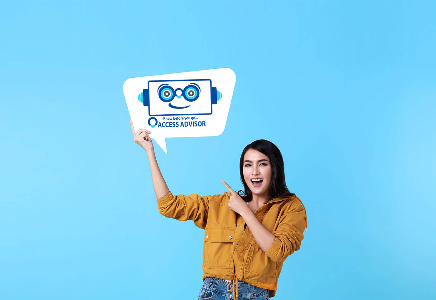 model with text bubble